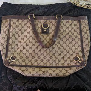 Gucci GG D-Ring Abbey Monogram Logo Shoulder Bag Tote